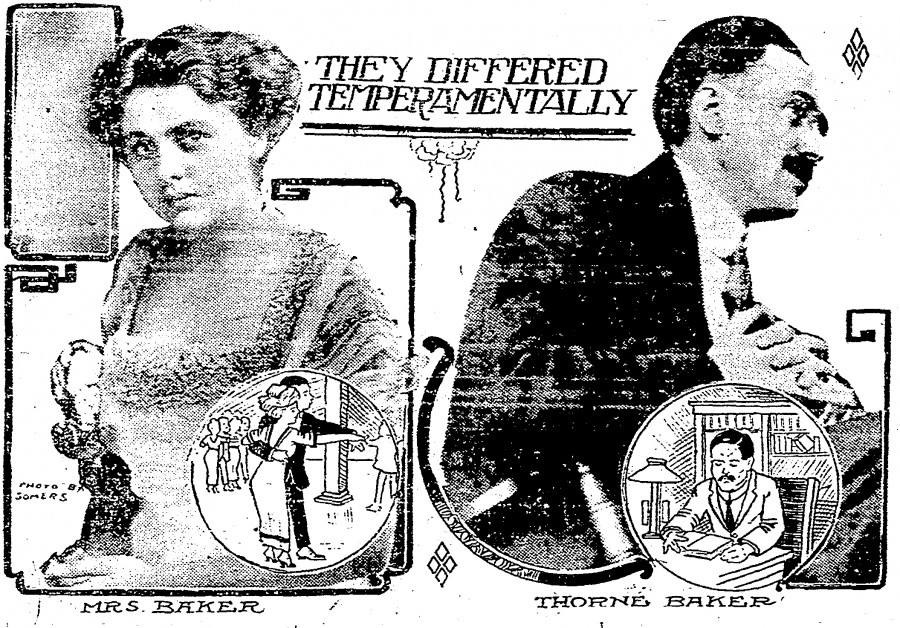 Photo montage of Mrs. Baker & Thorne Baker From Cincinnati Post, 4 February 1913, Page 1 