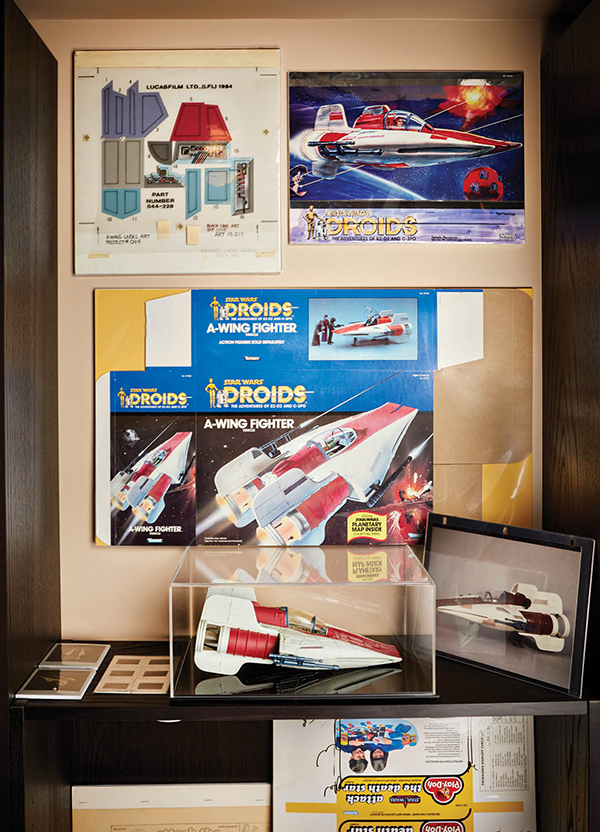 Flarida's shrine to the A-wing fighter prototype from 1986, including packaging and promo materials