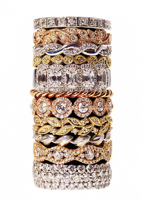 A tower of rings in every color.