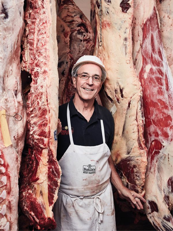 Stehlin's Meat Market president John Stehlin, inside the meat cooler