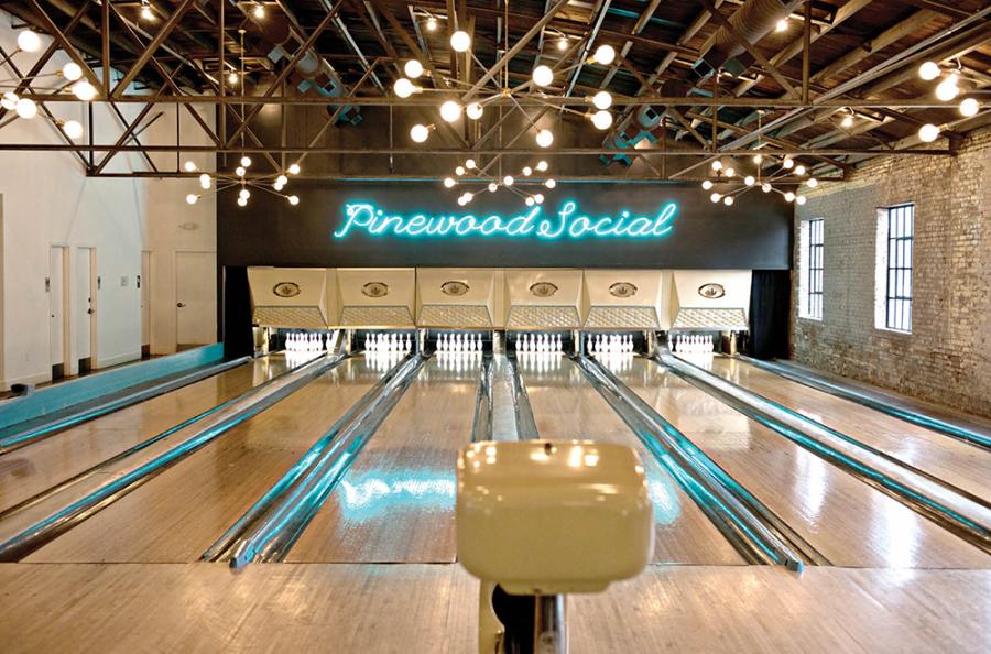 Cocktails with a side of bowling at Pinewood Social